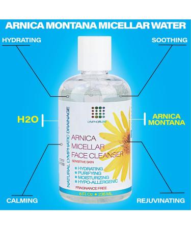 Arnica Montana Micellar Cleansing Water - Gentle Facial Cleanser & Makeup Remover for All Skin Types | Daily Care Reduces Puffiness 8 Fl Oz - Buy Online on GoSupps.com