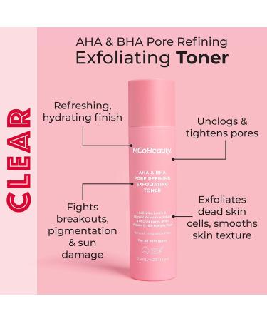 MCoBeauty AHA & BHA Pore Refining Exfoliating Toner | Blemish-Fighting Vegan Cruelty-Free Salicylic & Glycolic Acid - Buy Online on GoSupps.com
