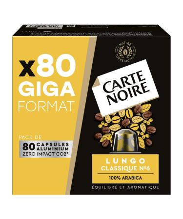 CARTE NOIRE - Espresso Lungo N 6 Coffee Capsules Compatible with Nespresso - Arabica Coffee - Giga Format of 80 Aluminum Capsules - Made in France