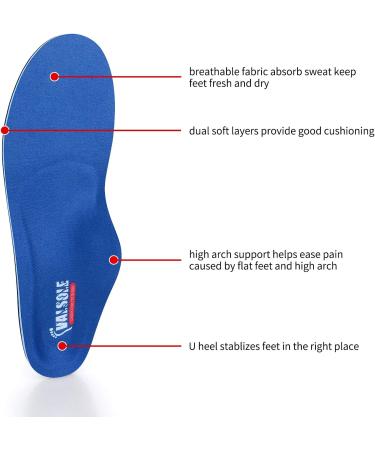 Valsole Orthopedic Insoles for Flat Feet & Plantar Fasciitis | Soft Functional Shoe Inserts for Men & Women | Size 37-38 EU (24cm) - Buy Online on GoSupps.com