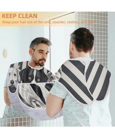 Striped Background Puppy Beard Bib Apron - Beard Hair Catcher for Men | Perfect Father's Day & Christmas Gifts for Dad & Husband - Buy Online on GoSupps.com