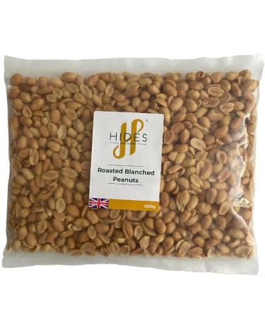 Hides Fine Foods - Unsalted Roasted & Blanched Peanuts - 500g - GMO - Free - Suitable for Vegetarians - Baking - Desserts - Cakes - Cookies - Cooking - Salads - Snacking