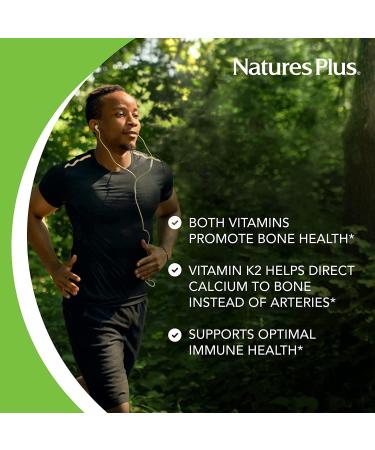 Natures Plus Vitamins D3 & K2-90 Tablets - Promotes Bone Support Immune Function Cardiovascular Health & Mood Balance - Vegetarian Gluten Free - 90 Servings - Buy Online on GoSupps.com