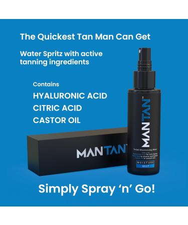 Tanning Water For Men 100ml - Spray and Go! | Quickest Gradual Tanning Spritz for your face | Contains Hyaluronic Acid and Scented with our Credence Aftershave - Buy Online on GoSupps.com