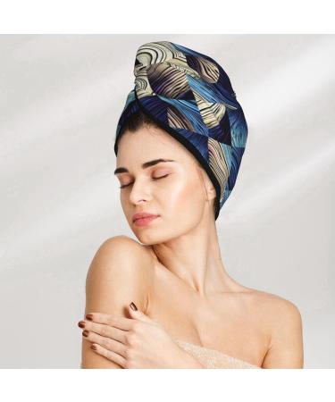 Abstract Blue Squares Microfiber Hair Towel - Soft Super Absorbent Quick Dry Wrap for Women with Long Curly and Thick Hair - Buy Online on GoSupps.com
