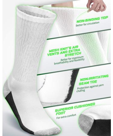 LIN Diabetic & Circulator Socks 6 Pairs - Non-Binding Men/Women's Sock for Edema, Neuropathy, Lymphedema - Size 9-11, 10-13, 13-15 - Buy Online on GoSupps.com
