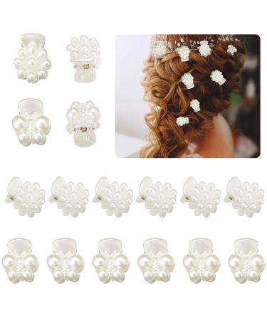 24 Pcs Mini Pearl Claw Clip Daisy Butterfly Sunflower Hair Clips Sweet Clip in Flowers for Hair Artificial Hair Clips Retro Pins Bangs Clips Decorative Hair Accessories for Women Girls Wedding  White