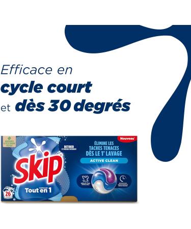Skip Active Clean 3 in 1 Liquid Detergent Capsules - 78 Washes - Flawless Results and Long-Lasting Freshness - No Plastic Pac - Buy Online on GoSupps.com
