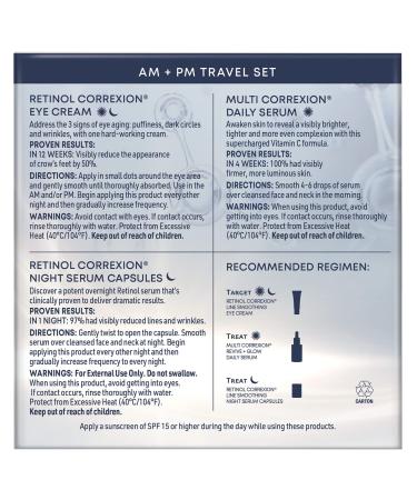 RoC AM + PM Travel Gift Set: Retinol Eye Cream, Capsules, Vitamin C Serum - 10ct - Buy Online on GoSupps.com