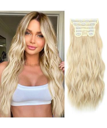 MNMNM 6 Pieces Clip-In Extensions 50 cm Wavy Wavy Hair Extensions Clip-In Hairpiece for Women Synthetic Full Head Hair Extensions with Clips (022D#)