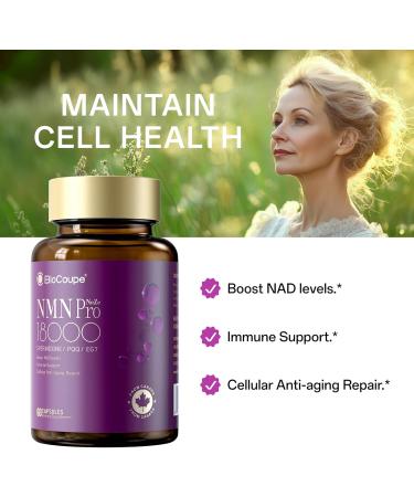 Biocoupe NAD Supplement for Anti Aging and Cell Regeneration Supports Cellular Energy Brain Muscle Nicotinamide Riboside (NR) Ergothioneine Trans-resveratrol 60 Capsules 30-Day Supply - Buy Online on GoSupps.com
