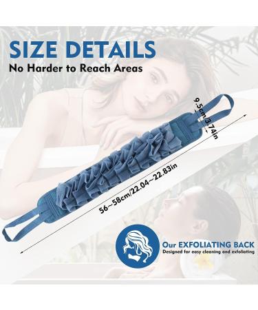 WLLHYF Exfoliating Back Scrubber for Shower - 2 in 1 Natural Loofah Body Scrub | Deep Clean Skin Bath Towel | Shower Back Washer for Men Women | Navy Blue - Buy Online on GoSupps.com