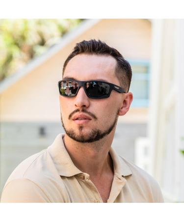 Ollrynns Polarized Sports Sunglasses for Men & Women - UV400 Protection 2-Piece Set for Fishing Biking Golf & Running - Black & Blue - Buy Online on GoSupps.com