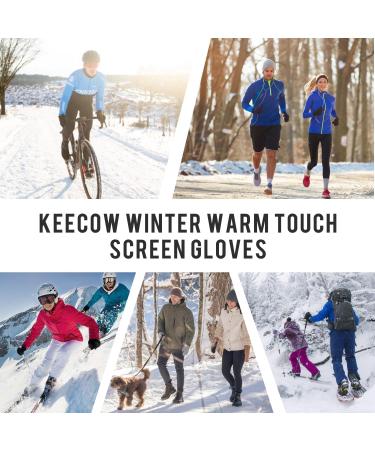 Keecow Men's Winter Touchscreen Gloves - Warm Thermo Fleece Knitting for Outdoor Sports & Running - Black - Buy Online on GoSupps.com