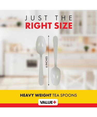 Value Plus (1000 Count) White Disposable Teaspoon Individually Wrapped Heavy Weight Polypropylene Cutlery for Birthday Party Picnic Barbecue Ideal for Office & Take Away - Buy Online on GoSupps.com