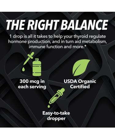 Organic Potassium Iodide Liquid Drops for Thyroid Support - Vegan Iodine Supplement, Metabolism Boost - 1-Year Supply - Buy Online on GoSupps.com