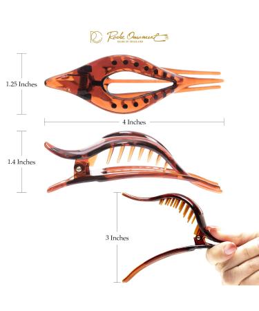 RC ROCHE 6 Pieces Oval Hair Clip Set - Curvy Elegant Side Clips for Women in Medium Brown | Perfect for Stylish Hairstyles - Buy Online on GoSupps.com