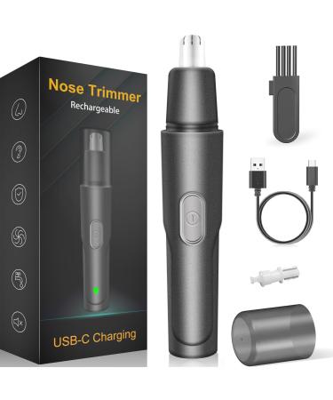 Nose Hair Trimmer USB Rechargeable 2024 Professional Painless Ear Hair Trimmer for Men Women Powerful Motor Dual-Edge Blades for Smoother Cutting with a Spare Blade Low Noise Black