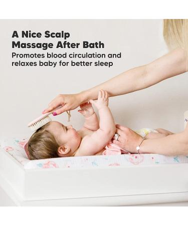 Soft Goat Bristle Baby Hair Brush for Infant, Toddler, Kids - Gentle Cradle Cap Brush - Scalp Grooming Product (Blush, Oval) - Buy Online on GoSupps.com