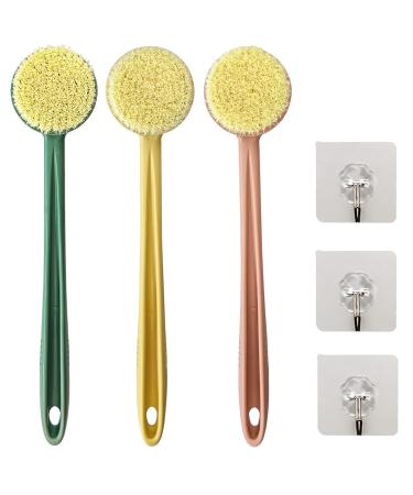 HST 3pcs Back Scrubber for Shower  Shower Brush with Soft Bristles  Exfoliating Skin and A Soft Scrub for Wet or Dry Brushing  Long Handle Cleans The Body Easily