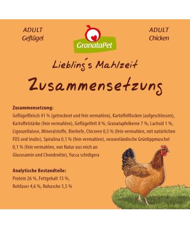 Granatapet Liebling's Meal Adult Poultry 1.8 kg | Grain-Free & Sugar-Free Dry Dog Food | Single Protein Dog Food for Healthy Nutrition - Buy Online on GoSupps.com