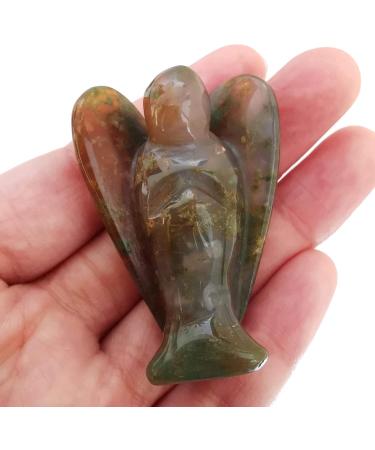 Lovionus89 Naturally Indian Agate Guardian Angel Statue - Hand-Carved Healing Crystal Decoration | 5cm 50mm - Buy Online on GoSupps.com