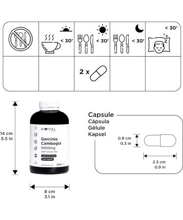 Buy Garcinia Cambogia 5000 mg - 240 Vegan Capsules for Weight Loss | 60% HCA & Green Tea | Natural Appetite Suppressant - Buy Online on GoSupps.com