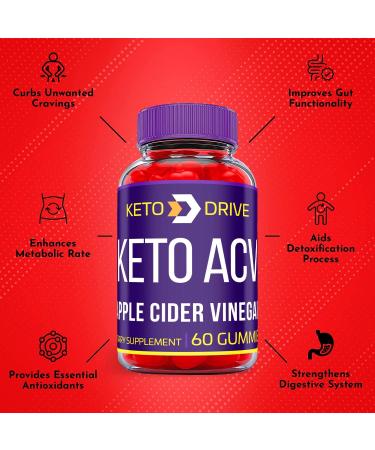 (5 Pack) Keto Drive ACV Gummies - Vegan Formula with Apple Cider Vinegar & Vitamin B12 - 300 Gummies - Buy Online on GoSupps.com