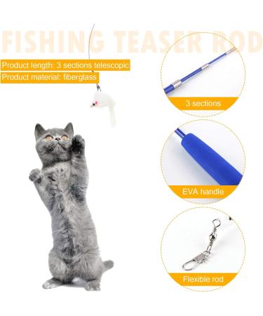 UKETO Cat Teaser Wands Retractable Fishing Pole Wand Cat Teaser Rod Toy (Blue) - Buy Online on GoSupps.com