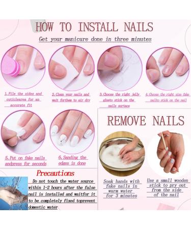 Buy Press on Nails Almond Short - Pink White Ombre Acrylic Fake Nails with Glue | Glossy Reusable Stick on Nails for Women - Buy Online on GoSupps.com