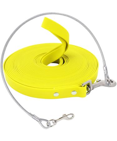 Waterproof drag line for dogs with Chew proof tie-out linen 3-30m waterproof training line for large to small dogs robust dog leash (yellow 15m) 15m yellow