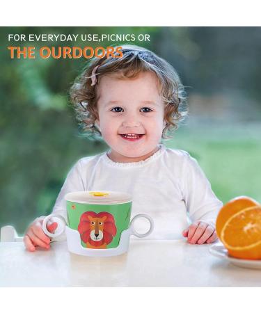 Greentainer Children's Tableware Set - Melamine Crash-Resistant Dishwasher-Safe Suction Bowl Cup with Lid Fork & Spoon - Perfect for 6 Months+ Kids - Buy Online on GoSupps.com
