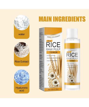 Rice Toner 100ml - Rice Water for Face Hyaluronic Acid Smoothening Firming Moisturizing Rice Water Toner - Hydrates and Shrinks Pores Ideal for All Skin Types Long-Lasting Moisturization - Buy Online on GoSupps.com