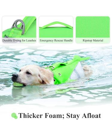 VIVAGLORY Dog Life Vest: Bright Green XS Sports Style Life Jacket for Small & Medium Dogs - Adjustable Straps, Easy On & Off - 43-51 cm Ribcage Girth - Buy Online on GoSupps.com