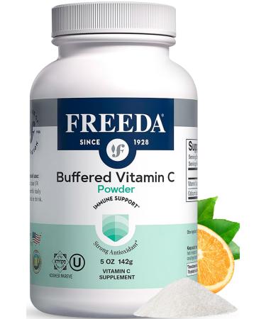 FREEDA Buffered Vitamin C Powder Gentle On Stomach Vitamin C Non-Acidic Vegan Kosher Sugar-Free for Immune Support and Seasonal Wellness 5 oz 5 Ounce (Pack of 1)