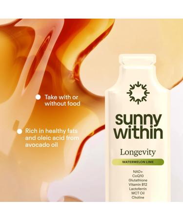 Longevity - Cellular Health Supplement w/Bioavailable Liquid NAD+ Glutathione CoQ10 B12 MCT Avocado Oil - Energy Detox Brain Skin Gut & Heart Support* - 30 Pouches Watermelon Lime - Buy Online on GoSupps.com
