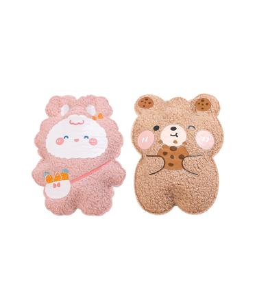 MAZALA 2 x Hot Water Bottle Cartoon Plush Bear Hot Water Bottle with Cover for Kids Men Women Hot Compress Keep Hands and Feet Warm
