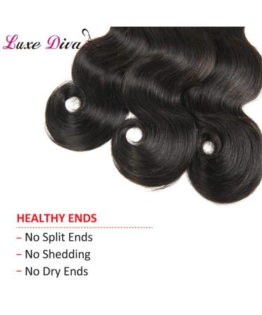 LUXEDIVA Brazilian Virgin Body Wave Hair 4 Bundles 400g/14.1oz - Natural Black 18/20/22/24 Inch Bundle Deals | 100% Unprocessed Human Hair Extensions - Buy Online on GoSupps.com