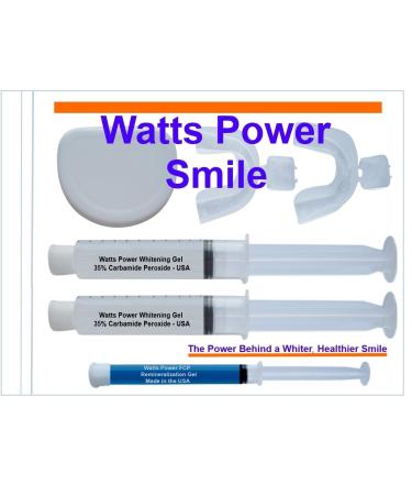 Watts Power 35% Teeth Whitening Gel Kit with 2 Huge Double Gels 10ml  Remineralizing Gel Plus Whitening Trays to Show Off Your Bright Smile in 15 Minutes - Complete at Home Teeth Whitening Kit - USA 35% Mint 1 Complete K...