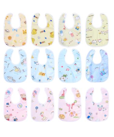 Xiaomoyu 12 Pcs Baby Bandana Dribble Bibs Baby Drooling Bibs Baby Teething Infant Bibs with Snaps Soft and Absorbent for Unisex Newborn Baby Toddlers Bibs Aged 0-36 Months