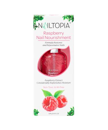 Nailtopia Raspberry Nail Nourishment - Revitalizing Nail Strengthener Treatment for Stronger Nails - Growth Serum for Damaged  Thin  Cracked Nails - Vitamin Infused  Bio Sourced  and Vegan - 0.41 oz Nail Treatment Nouris...
