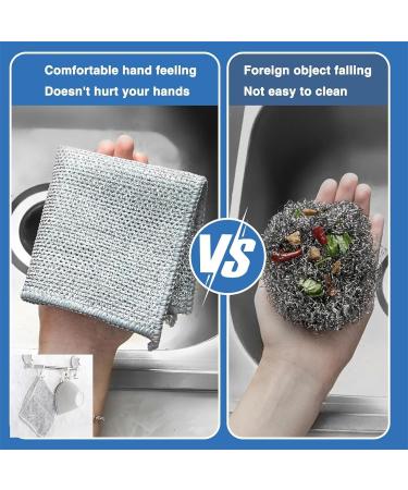 Graceful Double Stainless Steel Scrubber Ancienflow Scrubber Double Sided Silver Wire Dishcloth Reusable Multi-Purpose Metal Wire Dishwashing Cloth Kitchen Cleaning Washer 5pcs - Buy Online on GoSupps.com