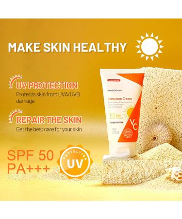 Buy Vitamin C Sunscreen SPF 50 - Moisturizing Face & Body Lotion with Niacinamide | Water & Sweat Resistant Protection - Buy Online on GoSupps.com