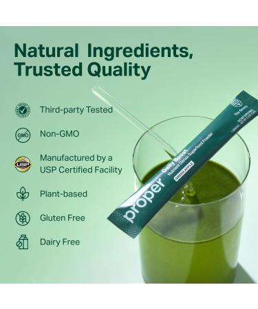 Proper The Greens Daily Boost Organic Greens Powder. Whole Food Apple Flavor Veggie Powder Superfood with Wheatgrass Spirulina Chlorella Probiotics. Daily Drink Mix for Wellness and Digestion 15 Servings - Buy Online on GoSupps.com