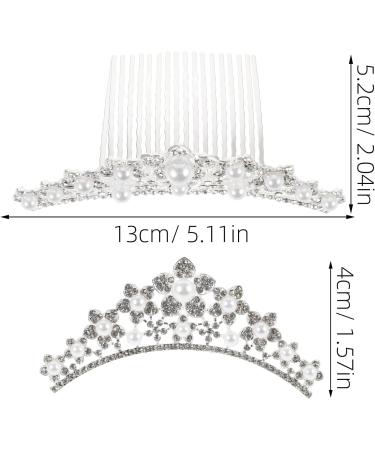 minkissy Rhinestone Pearl Crown Hair Comb - Mini Princess Crown Comb Wedding Crystal Tiara Crown Headbands for Wedding Birthday Party - Buy Online on GoSupps.com