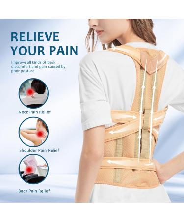 Back Brace Posture Corrector - Adjustable Support for Neck & Shoulders Pain Relief | Large Pink for Men & Women - Buy Online on GoSupps.com