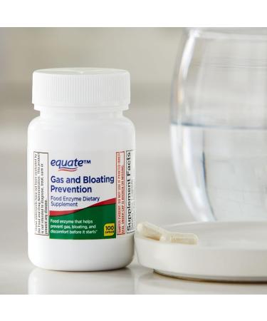 Equate Gas and Bloating Relief Prevention Food Enzyme Dietary Supplement Capsules 100 Count (Pack of 1) - Set by Basket Goods - Buy Online on GoSupps.com