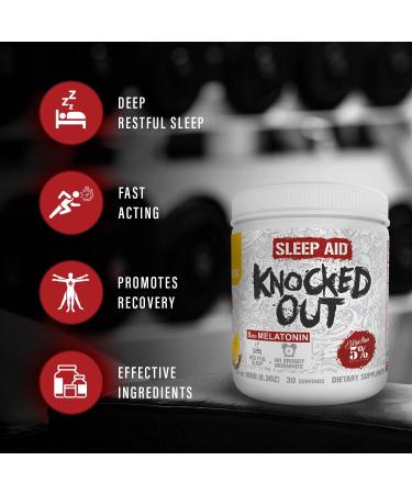 5% Nutrition Rich Piana Knocked Out Natural Sleep Aid Powder | Post-Workout Recovery & Deep Sleep Supplement | GABA Melatonin Chamomile Tyrosine 5-HTP & More | 30 Servings (Honey Lemon Tea) - Buy Online on GoSupps.com