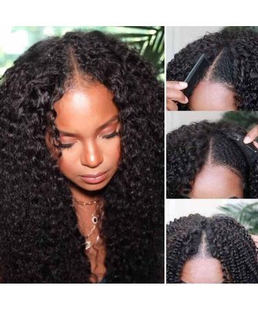 Curly Lace V Part Wig Human Hair No Leave Out Upgrade V Part Wig With Small Lace Upgraded Wigs of U Part Brazilian Curly Virgin Hair Wigs No Gel No Glue Needed (26 Inch) 26 Inch Lace V Part Wig /Natural Color