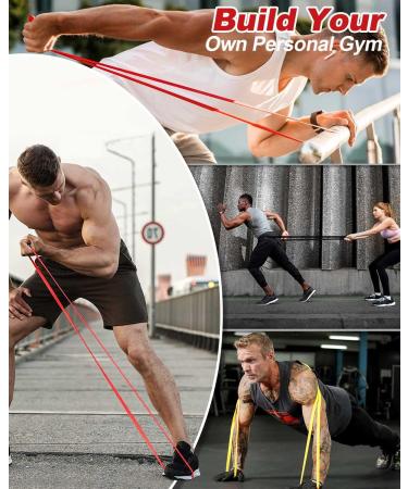 Rantizon Resistance Bands Set - 3 Long Bands for Men and Women - 3 Resistance Levels for Gym, Exercise, Yoga - Chest, Arm, Leg Fitness Training - Multicolour - Buy Online on GoSupps.com